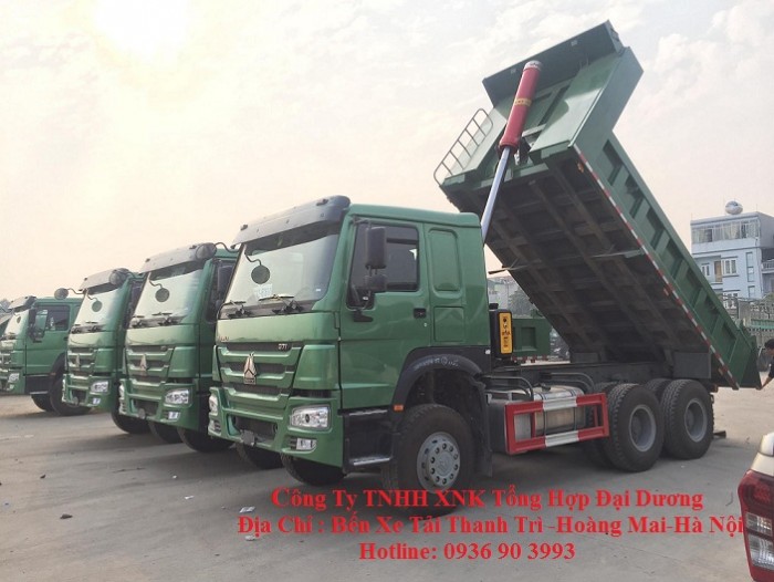 Xe ben 3 chân Howo 371 tải trọng 10-12 tấn thùng 10m3 đời 2017