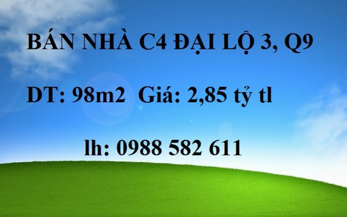 Bán nhà c4 đại lộ 3, phường phước long A, Q9.dt 98m2,dt công nhận 85m2,, 2,85 tỷ