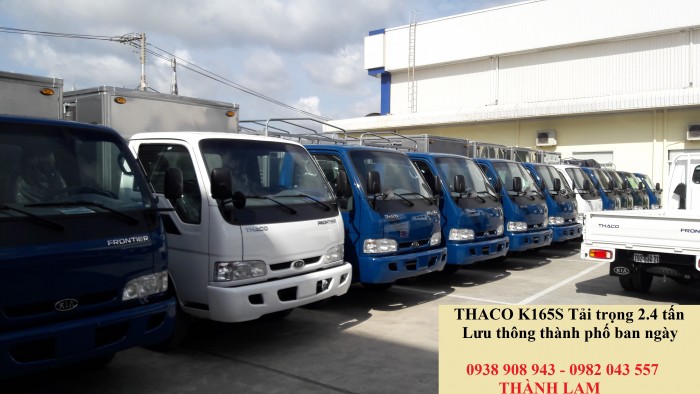 Xe tải Thaco Trường Hải KIA K165S, Xe tải K3000 K2700 lên tải. KIA K165S tải trọng 2.4 tấn 2.4T lưu thông thành phố ban ngày