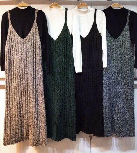 Set váy yếm dạ kèm áo len(order) - Quần yếm | ThờiTrangNữ.vn