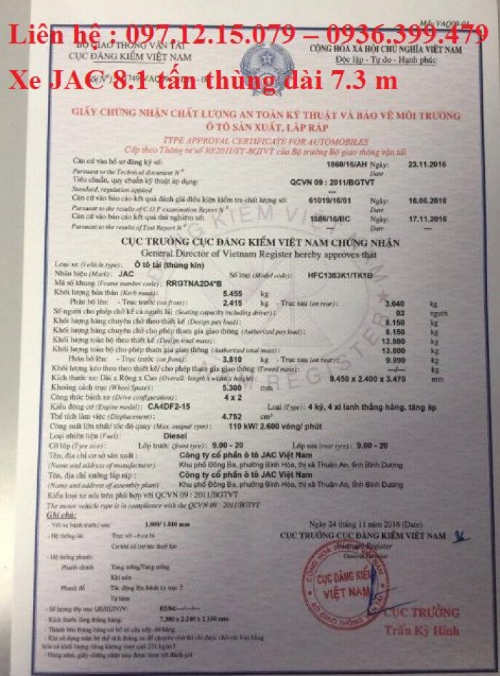 Bán xe tải 8  tấn tại hà nam, bán xe tải 9 tấn tại hà nam