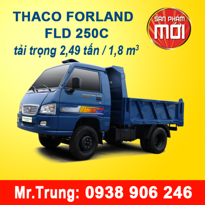XE BEN THACO FORLAND FLD250C tải trọng 2.49 tấn / Long An - Hồ Chí Minh