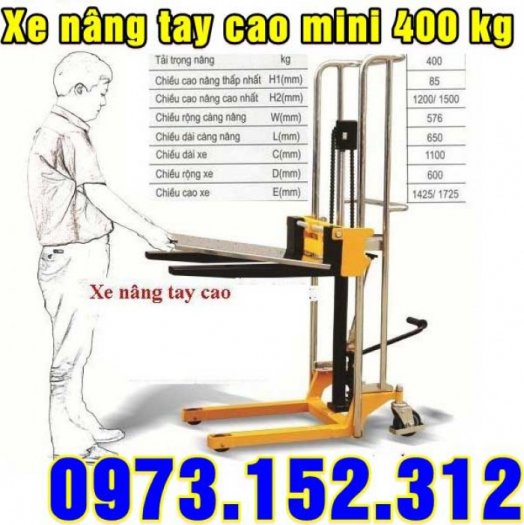 Xe nâng tay cao mini, tải trọng 400 kg, xuất xứ Đài Loan