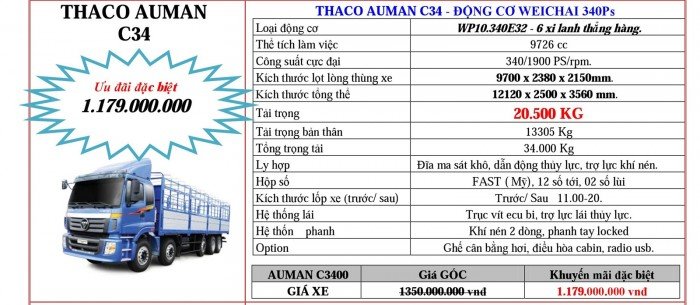 Giá Đầu kéo, tải nặng Hyundai, Auman, Thaco đời 2017, 2016, 2015. Giá ưu đãi