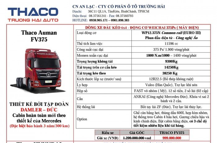 Giá Đầu kéo, tải nặng Hyundai, Auman, Thaco đời 2017, 2016, 2015. Giá ưu đãi