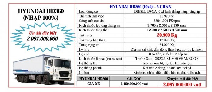 Giá Đầu kéo, tải nặng Hyundai, Auman, Thaco đời 2017, 2016, 2015. Giá ưu đãi