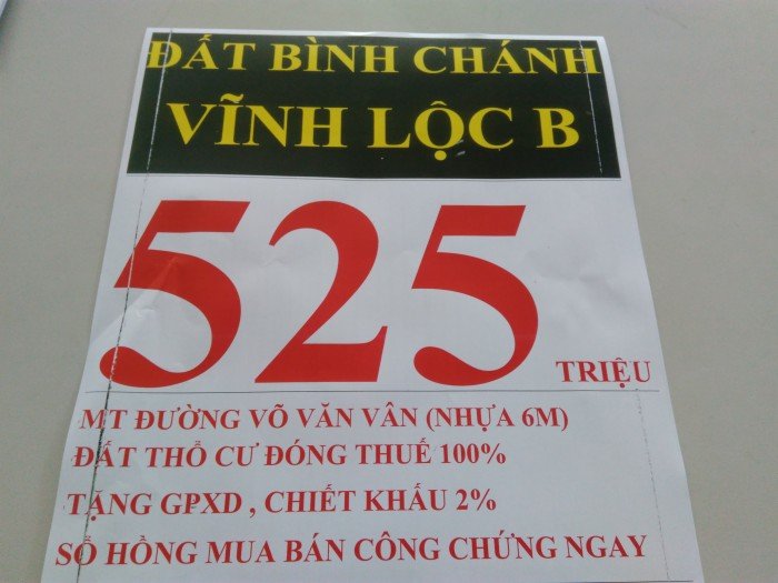 BÁN Đất:4x15m 1xẹt 1A vĩnh lộc b Võ Văn Vân