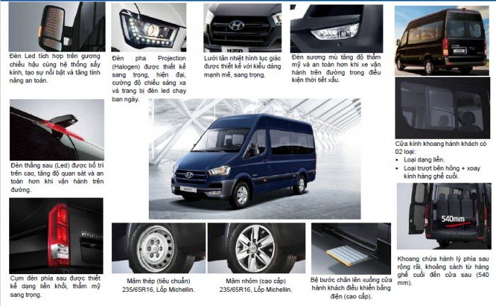 Bán xe khách - Xe Hyundai H350 - Mini Bus 16 chỗ THACO - CN AN LẠC