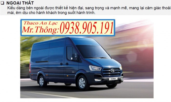 Bán xe khách - Xe Hyundai H350 - Mini Bus 16 chỗ THACO - CN AN LẠC