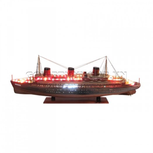 Mô Hình Gỗ Du Thuyền SS Normandie - Đèn LED 80cm (Gỗ), Dài 82 x Rộng 10 x Cao 30(cm), Giá - 1.749.000₫.