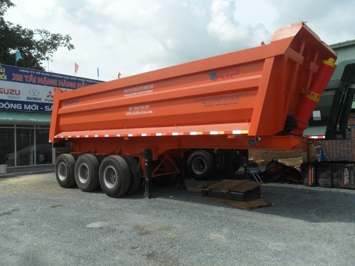 Bán Sơ mi rơ moóc Ben Mingwel thùng tải tự đổ,  tải trọng 30,5 tấn (3 trục- 1 giò rút)
