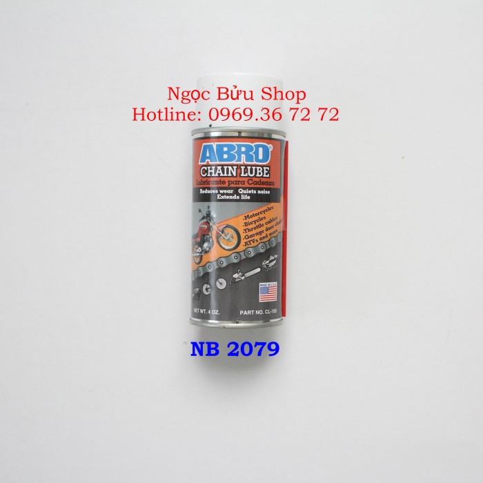 Bộ chai dưỡng sên Abro Chain lube 130g và bàn chải vệ sinh sên 3D