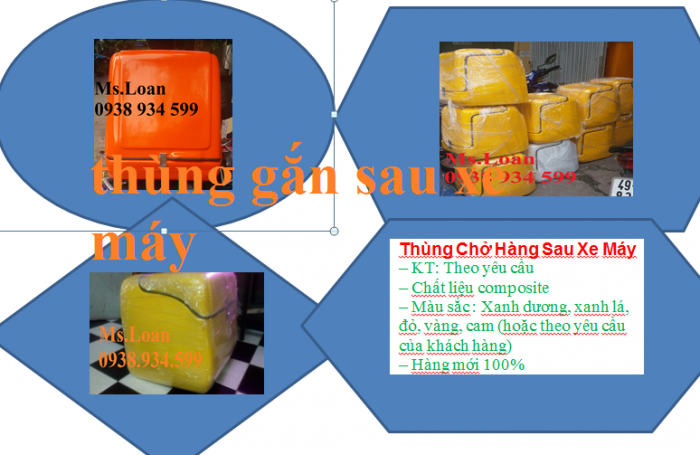 Thùng giao hàng gắng sau xe máy,thùng giao thức ăn nhanh,thùng giao hàng