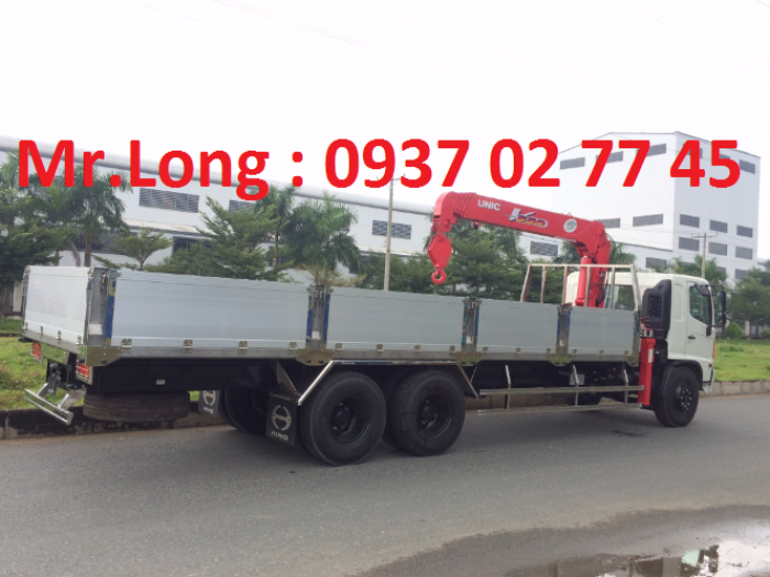 Xe HINO 3 chân dài găn cẩu, xe 3 giò HINO dài gắn cẩu, HINO FL tải cẩu 15 tấn , xe cẩu 15 tấn HINO , xe HINO FL8JTSL gắn cẩu UNIC