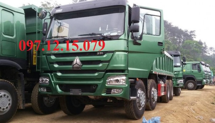 Xe ben howo 4 chân 8x4 máy 371hp thùng vuông, lốp 1200R20 giá rẻ