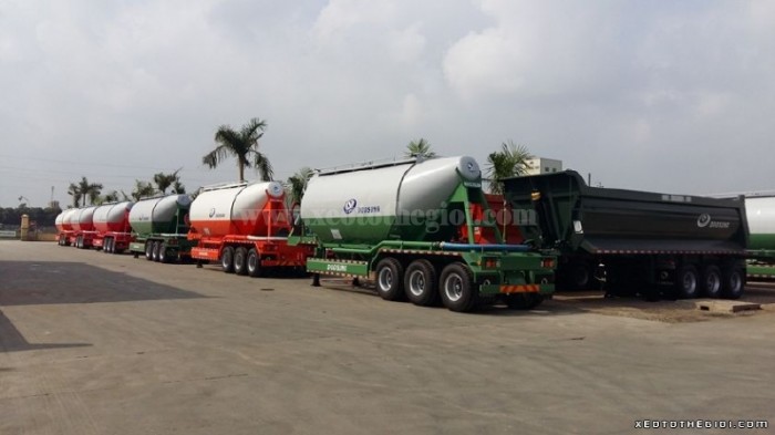 Bán sơ mi rơ moóc, rơmoóc bồn xitec chở xi măng rời, tro bay chất lượng tốt tải trọng cao giá rẻ