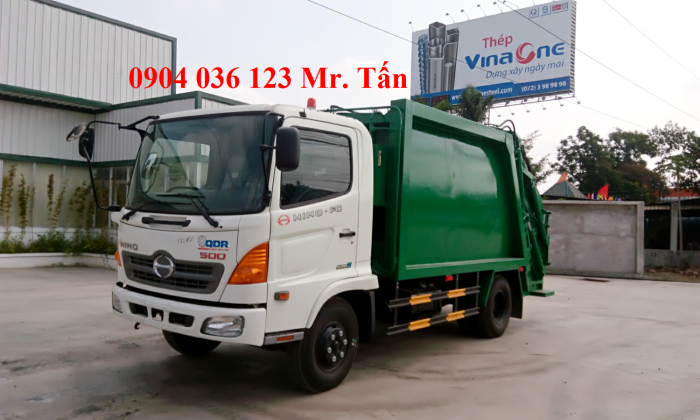 Xe tải chở rác hino 9m3, xe tải chở rác hino, xe cuốn ép rác hino fc