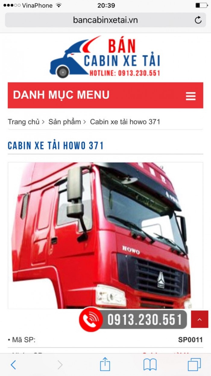 Bán cabin xe tải auman