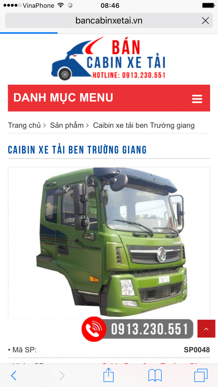 Bán cabin xe tải Trường giang