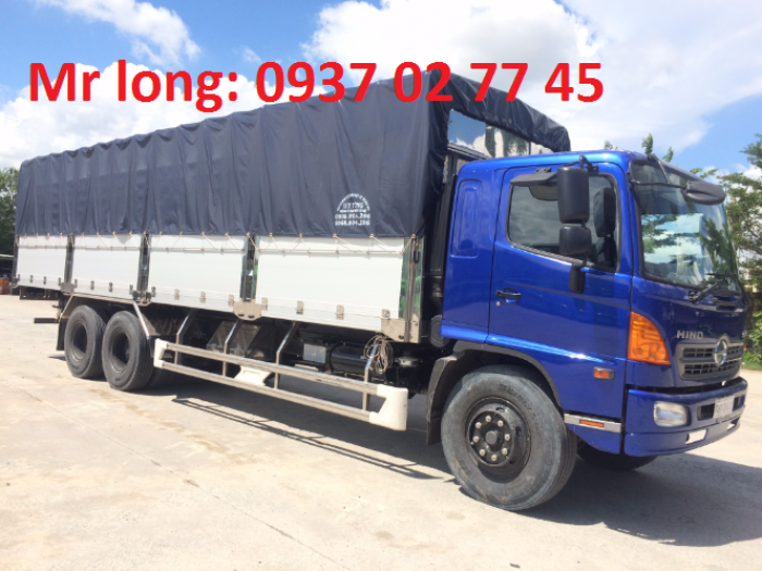 Hino FL8JW7A mui bạt , xe tải Hino 15 tấn mui phủ , xe tải Hino 3 chân tải trọng 15 tấn ,  xe tải Hino FL8JTSL thùng mui bạt bửng nhôm , đại lý xe tải Hino .