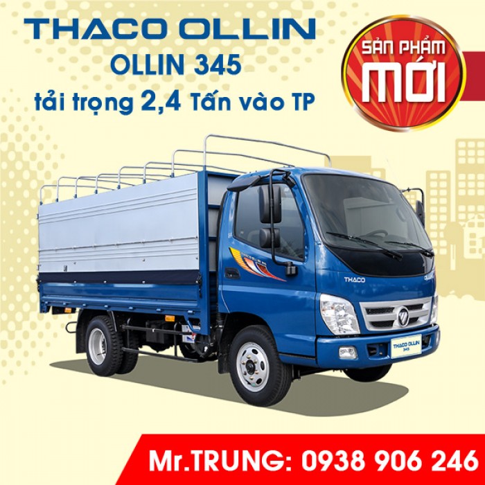 XE TẢI THACO OLLIN345 tải trọng 2,4 tấn, Trước bạ 100%