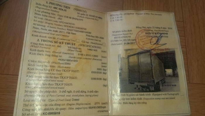 Jac 1.9tấn cũ, thùng dài 4.4m đời 2011 giá rẻ