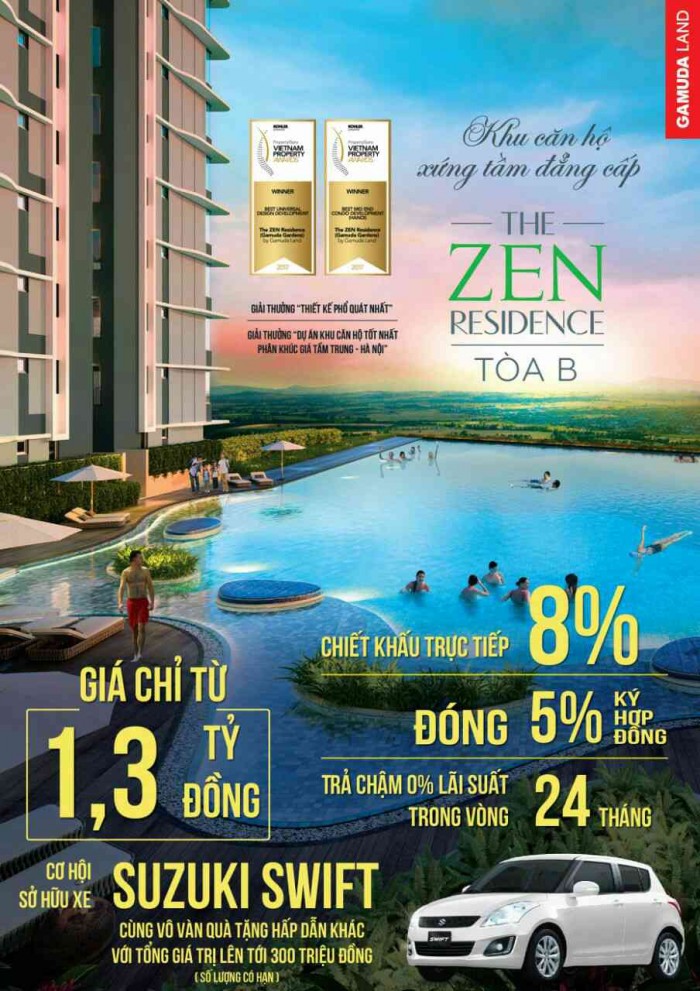 Mở bán chung cư The Zen Gamuda. Thanh toán 650 triệu nhận nhà, chiết khấu 8%, trả chậm 2 năm sau nhận nhà