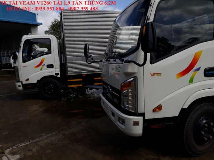 Xe tải veam vt260 tải 1,9 tấn thùng 6,2m
