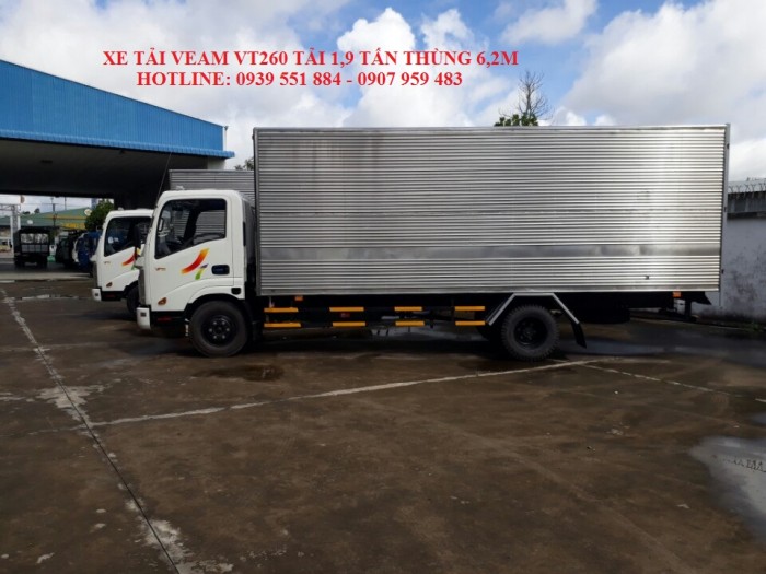 Xe tải veam vt260 tải 1,9 tấn thùng 6,2m