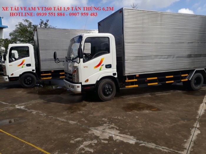 Xe tải veam vt260 tải 1,9 tấn thùng 6,2m