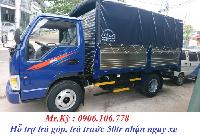Xe tải JAC đầu bằng, 2 tấn 4 thùng bạt