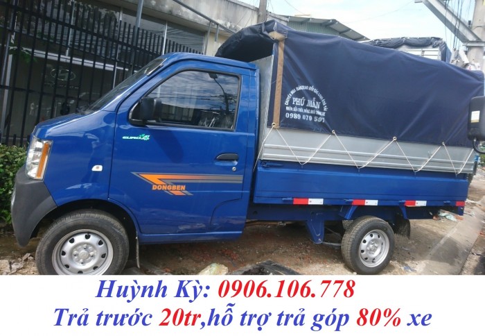 Xe tải nhỏ chạy thành phố, Dongben thùng bạt 810kg