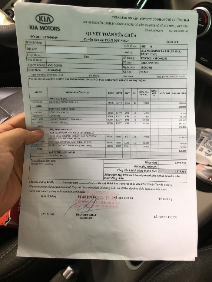 Kia Morning SI Tự Động Màu Trắng