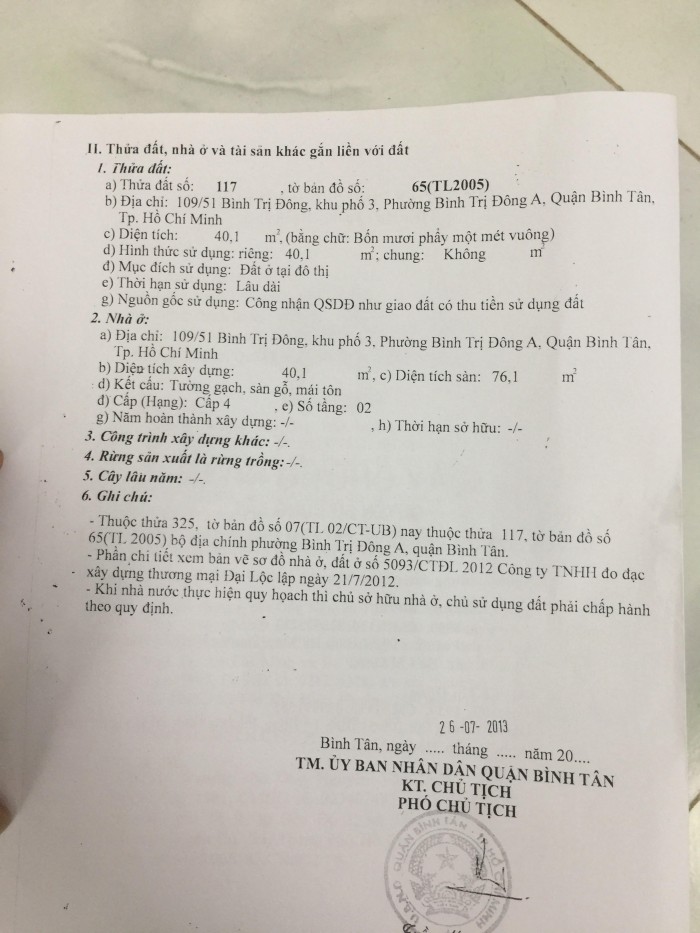 Bán nhà 109/51 đất mới,p bình trị đông a,dt4x10m