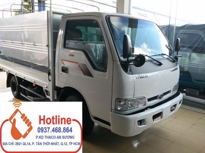 Long An Bán Xe  Tải Kia K165 Kèo Mui Bạt 2,4 Tấn , Thùng Kín 2,3 Tấn Hỗ Trợ Mua Trả Góp