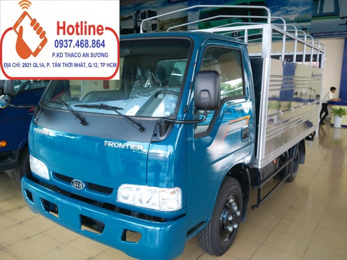 Long An Bán Xe  Tải Kia K165 Kèo Mui Bạt 2,4 Tấn , Thùng Kín 2,3 Tấn Hỗ Trợ Mua Trả Góp