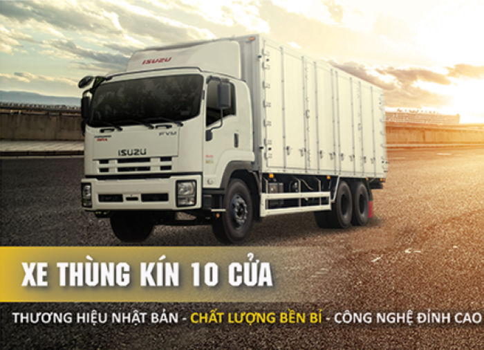 Xe isuzu fvm34t thùng kín 10 cửa 16 tấn TẶNG : 1000 LÍT DẦU
