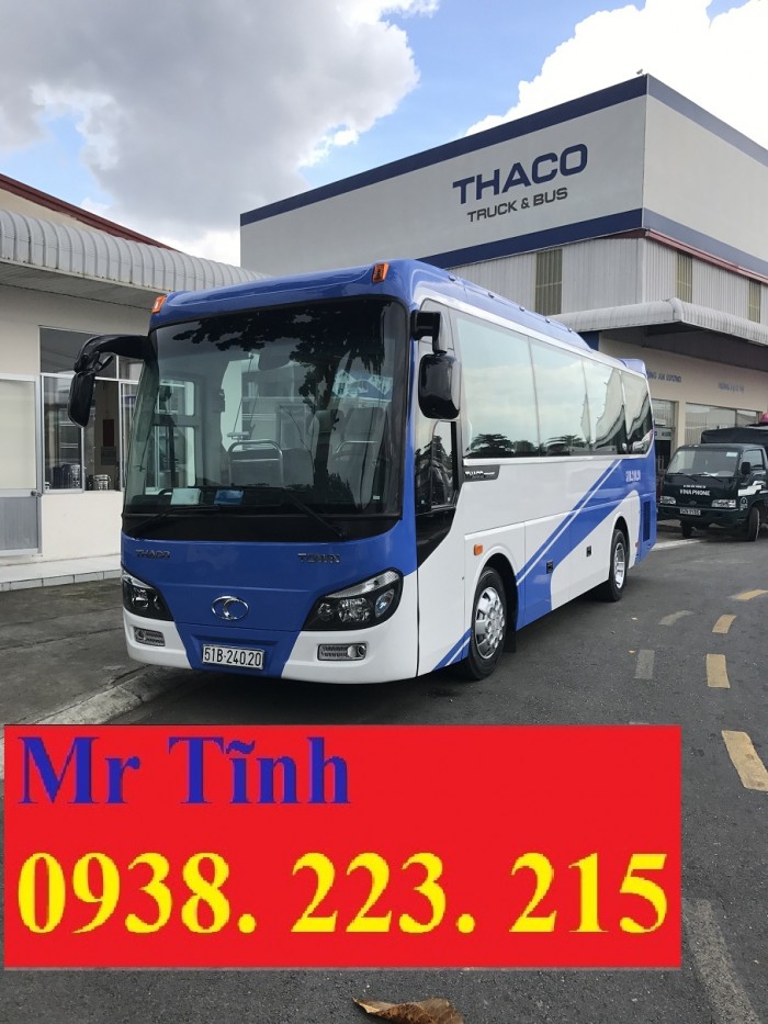 Bán xe thaco town tb82 29 34 chỗ bầu hơi mẫu mới nhất, phối màu theo yêu cầu của khách hàng