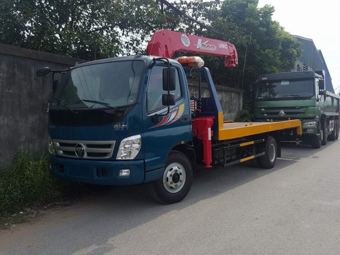 Xe Ô Tô Kéo Chở Xe Thaco Olin700c Gắn Cẩu Unic340 3 Tấn 5 Đốt