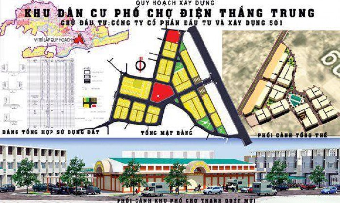 Đất phố chợ điện thắng trung-QN, sổ đỏ,đối diện chợ trung tâm, cạnh QL1A