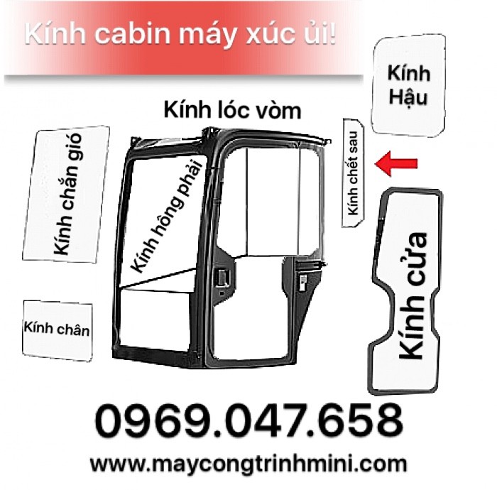 Kính Cabin máy xúc ủi