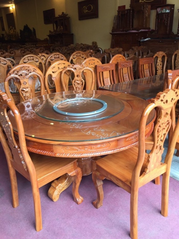 Bộ bàn ăn tròn gỗ tự nhiên 8 ghế-BBA29 Mới 100%, giá: 22.500.000đ ...
