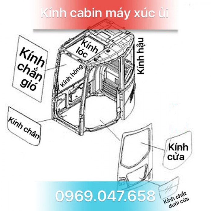 Kính máy xúc - Kính máy ủi - Kính xe công trình