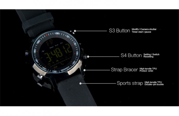 Đồng hồ thông minh chống nước Android iPhone đi bơi smart watch Đen dây da5