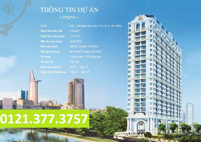 Bán căn 3PN, view sông dự án Grand Riverside, MT Bến Vân Đồn Q4 , DT 105m2