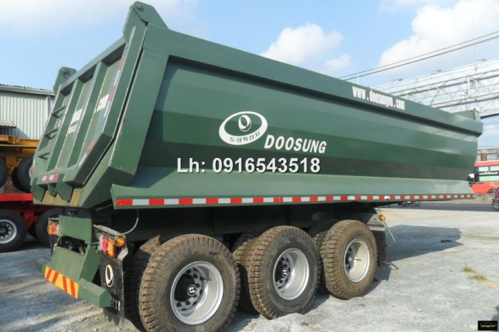 Sơ mi rơ Moóc tải Tự đổ, nhãn hiệu Doosung -3 trục thường hoặc 1 trục nâng hạ