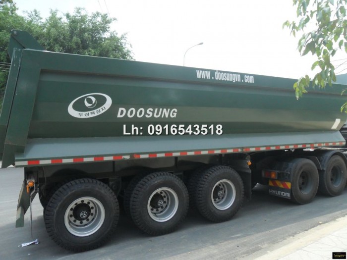Sơ mi rơ Moóc tải Tự đổ, nhãn hiệu Doosung -3 trục thường hoặc 1 trục nâng hạ