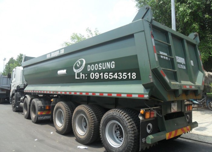 Sơ mi rơ Moóc tải Tự đổ, nhãn hiệu Doosung -3 trục thường hoặc 1 trục nâng hạ
