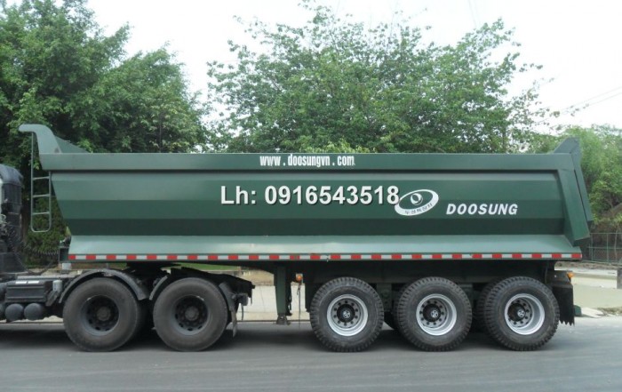 Sơ mi rơ Moóc tải Tự đổ, nhãn hiệu Doosung -3 trục thường hoặc 1 trục nâng hạ