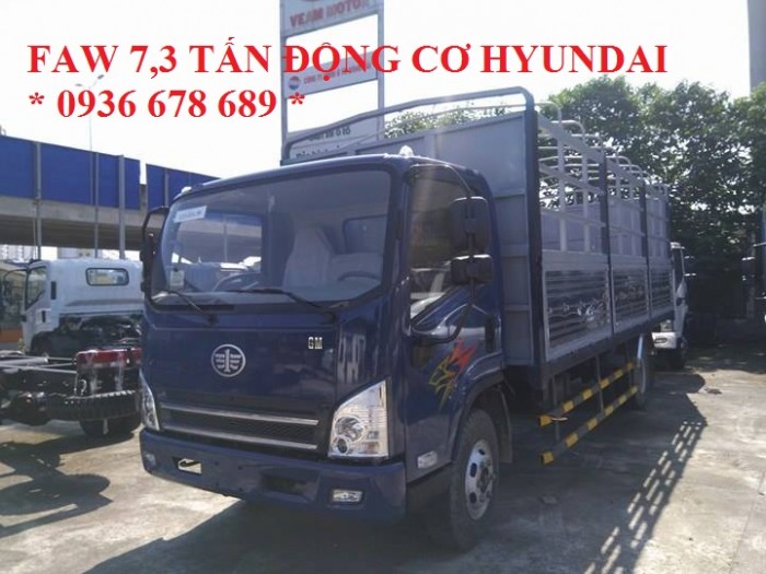 Xe tải thùng mui bạt Faw 7,3 tấn động cơ Hyundai,thùng dài 6,25m